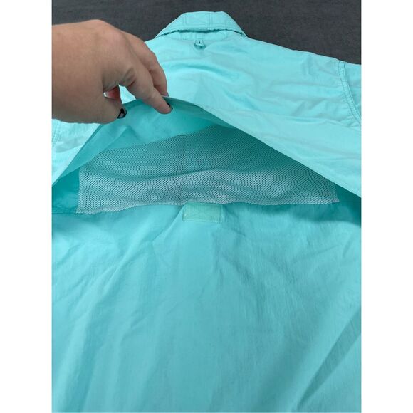 Bimini Bay Vented Fishing Shirt Men S Aqua Blue Short Sleeve Outdoor Quick‎ Dry - Picture 7 of 8